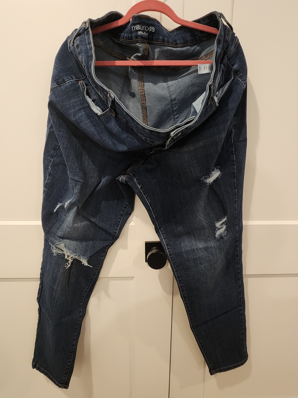 Maurices Womens Dark Blue Distressed Skinny Jeans